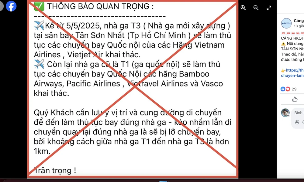 Bác thông tin chuyển làm thủ tục các chuyến bay sang ga T3 Tân Sơn Nhất
