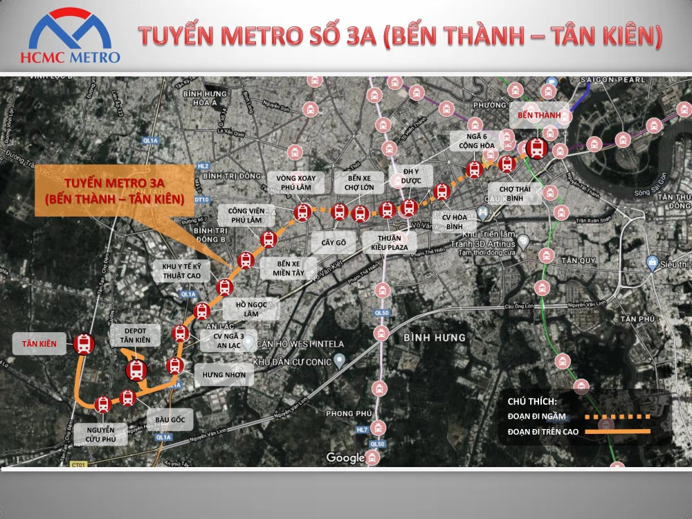 Sơ đồ tuyến metro số 3a. Ảnh: MAUR