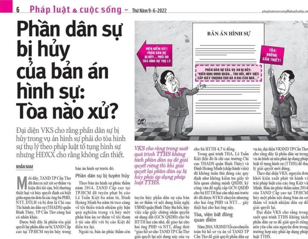 Bài viết đăng trên Pháp Luật TP.HCM ngày 9-6. Ảnh: PLO