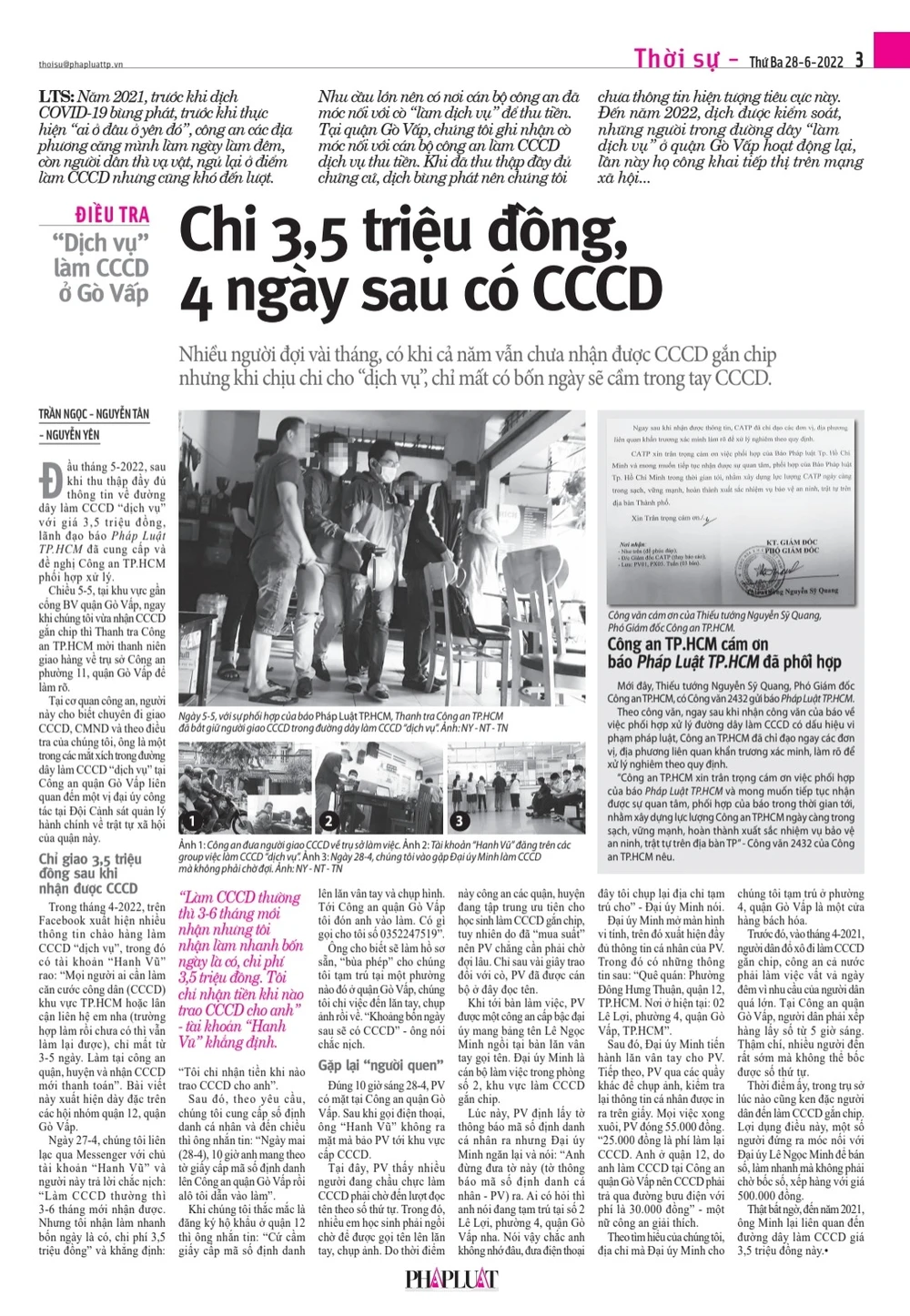 nhận hối lộ làm CCCD
