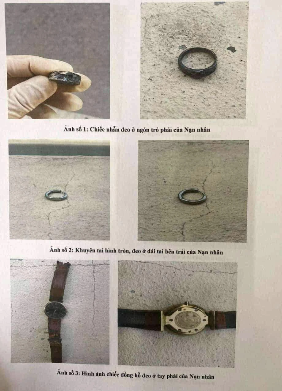Người của nạn nhân PĐT đưa ra các thông tin nhận dạng rất trùng khớp như chiếc đồng hồ, khuyên tai, bộ quần áo và vết mổ trên sọ não hoàn toàn trùng khớp với nạn nhân. Ảnh: CTV