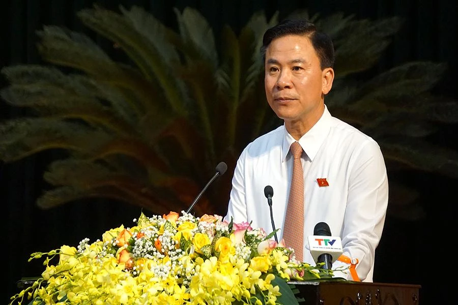 Bí thư Tỉnh ủy, Chủ tịch HĐND tỉnh Thanh Hóa ông Đỗ Trọng Hưng khai mạc Kỳ họp thứ bảy, HĐND tỉnh Thanh Hóa nhiệm kỳ 2021-2026. Ảnh: ĐẶNG TRUNG