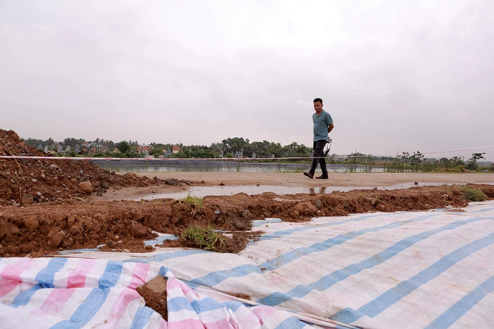 Phó Chủ tịch UBND tỉnh Thanh Hóa ông Lê Đức Giang giao Sở NN-PTNT đánh giá cụ thể hiện trạng sụt lún, có phương án xử lý khẩn cấp công trình gia cố mái đê.