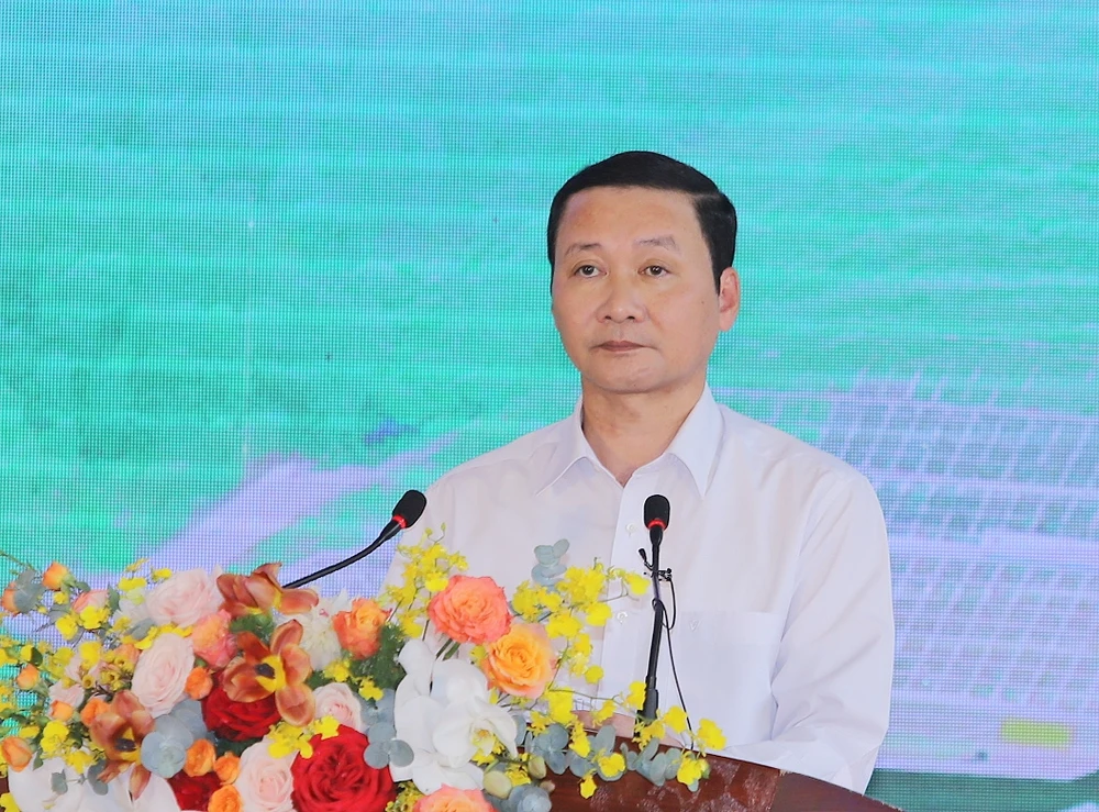 Chủ tịch UBND tỉnh Thanh Hóa ông Đỗ Minh Tuấn phát biểu tại buổi lễ khánh thành cao tốc Mai Sơn - Quốc lộ 45.