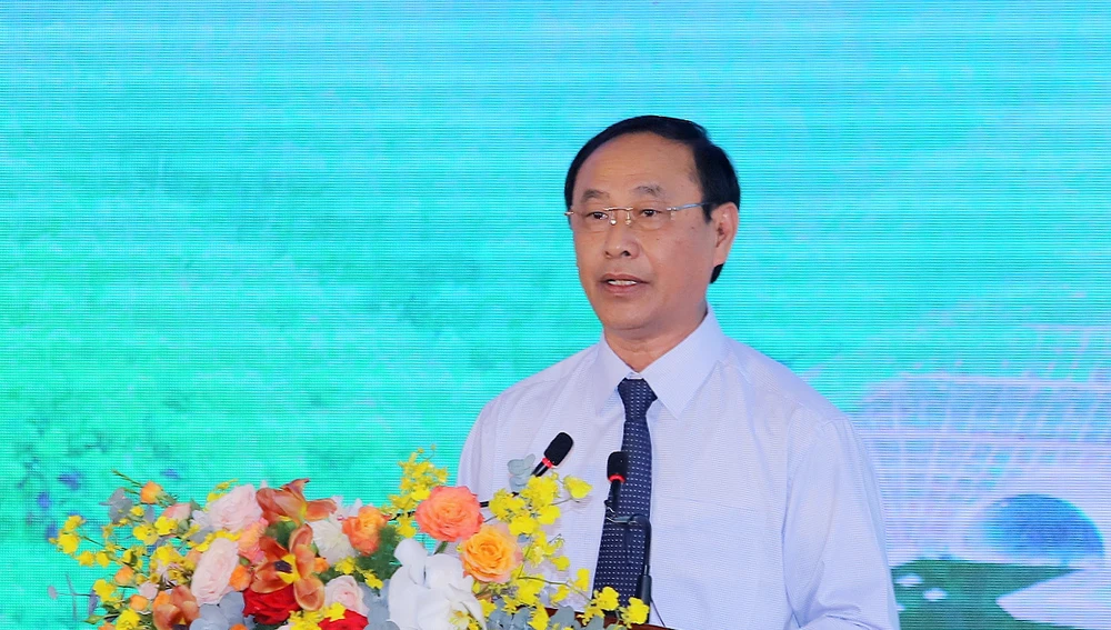 Thứ trưởng Bộ GTVT Lê Đình Thọ phát biểu tại buổi lễ khánh thành Cao tốc Mai Sơn - Quốc lộ 45.