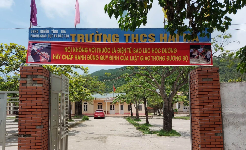 Trường THCS Hải Hà, TX Nghi Sơn nơi em BL đang theo học lớp 6. Ảnh: ĐT