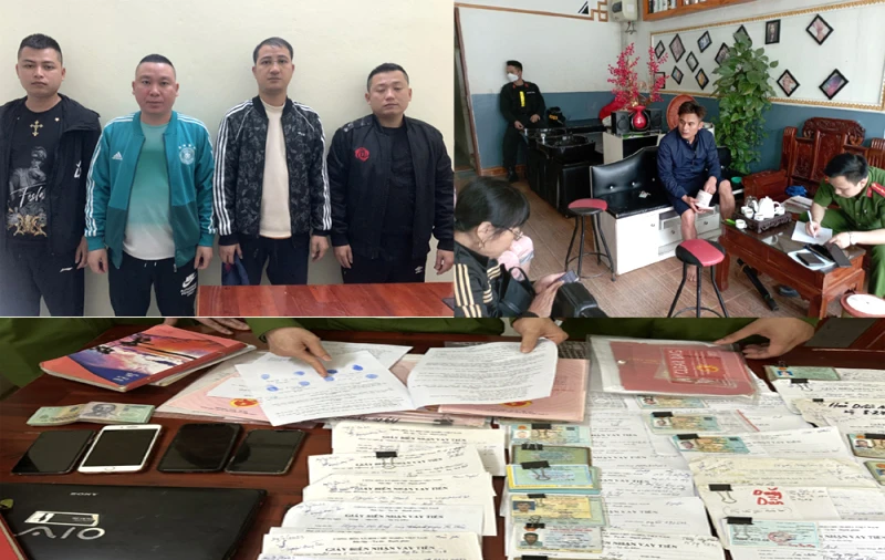 Công an huyện Triệu Sơn phối hợp với các đơn vị triệt xóa ổ nhóm hoạt động tín dụng đen. Ảnh: CATH