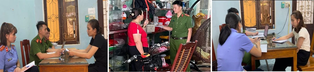 Công an làm việc với những người cho vay lãi nặng. Ảnh: CATH