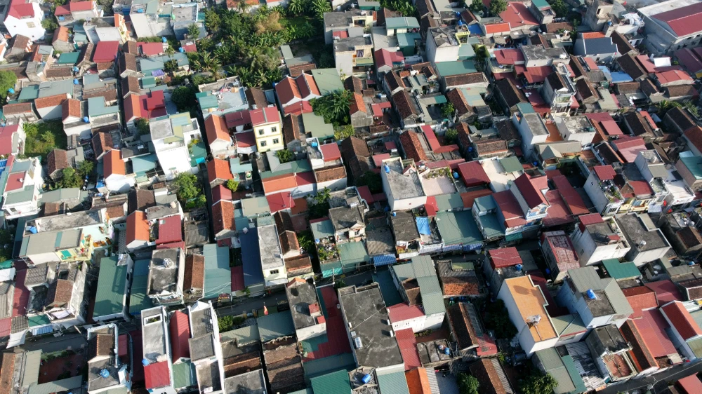 Hình ảnh làng biển Diêm Phố từ trên cao