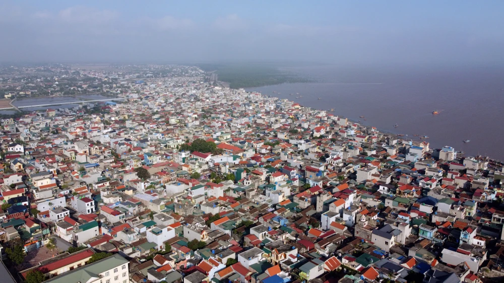 Hình ảnh làng biển Diêm Phố từ trên cao