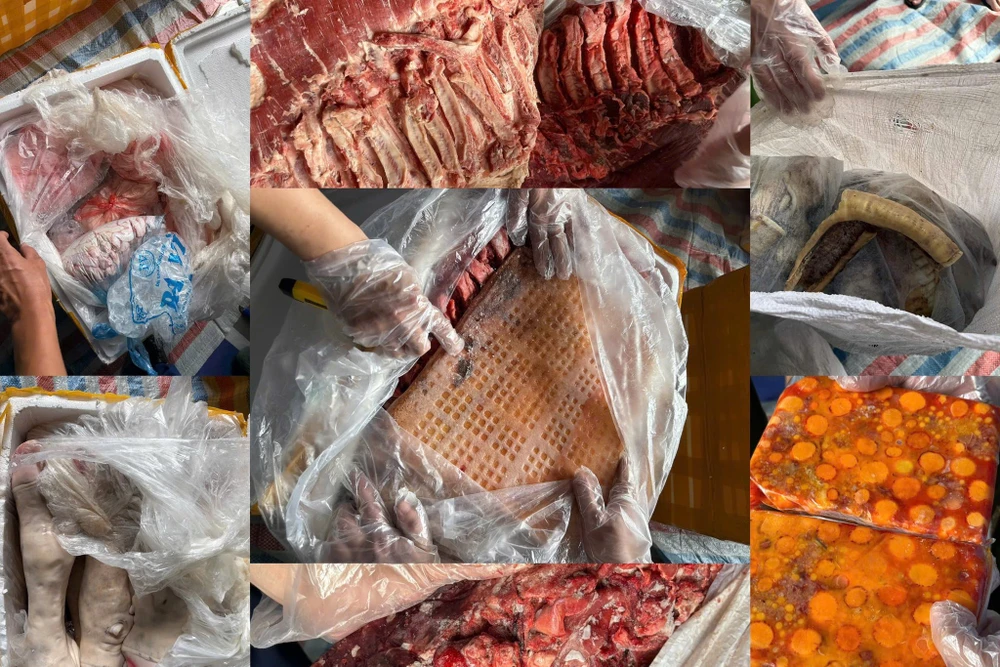 Công an phát hiện xe container chở 20 tấn lòng heo lách bò, trứng gà non -3.jpg