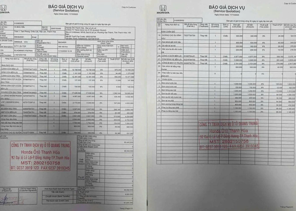Xôn xao vụ xe đoàn cứu trợ va chạm ô tô con, bị báo giá sửa gần 100 triệu đồng -3.jpg