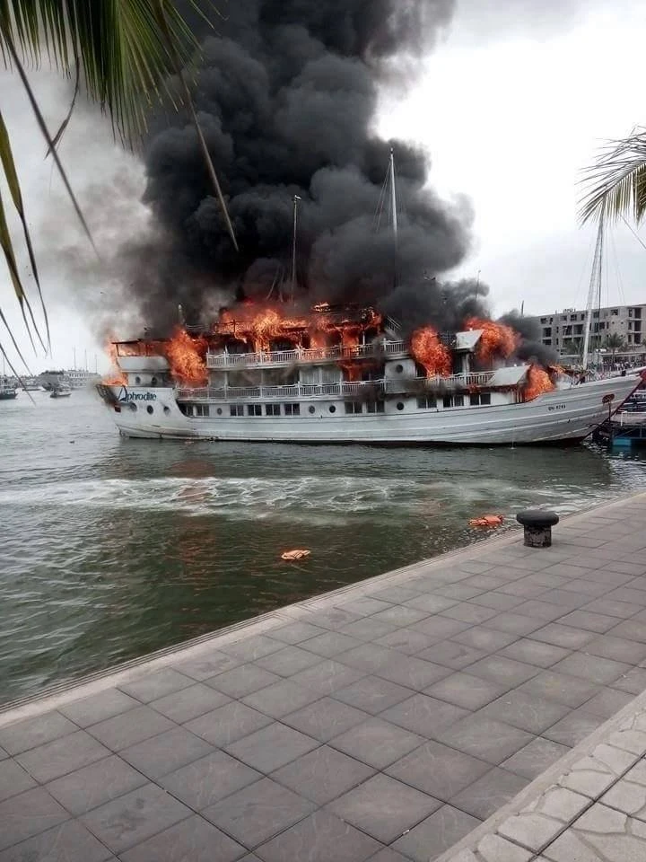 Du thuyền hạng sang bốc cháy, hành khách hoảng loạn lao xuống biển ảnh 2
