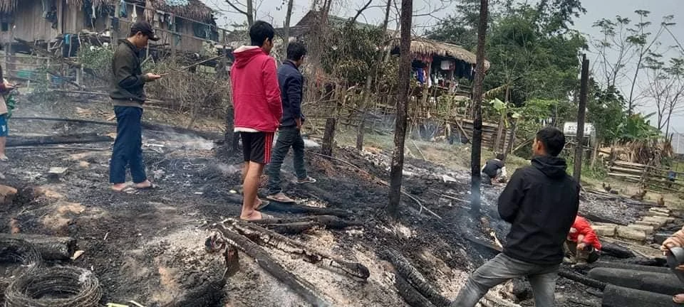 Căn nhà ông Hồ Thao bị thiêu rụi hoàn toàn. Ảnh: NDCC