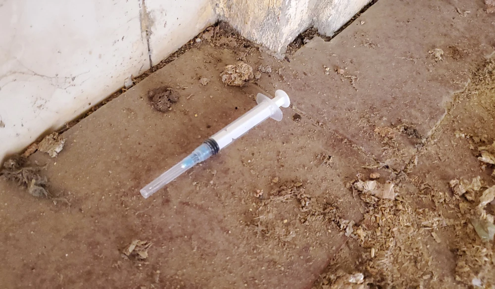 Những ống kim tiêm các "dân bay" để lại. Ảnh: B.T