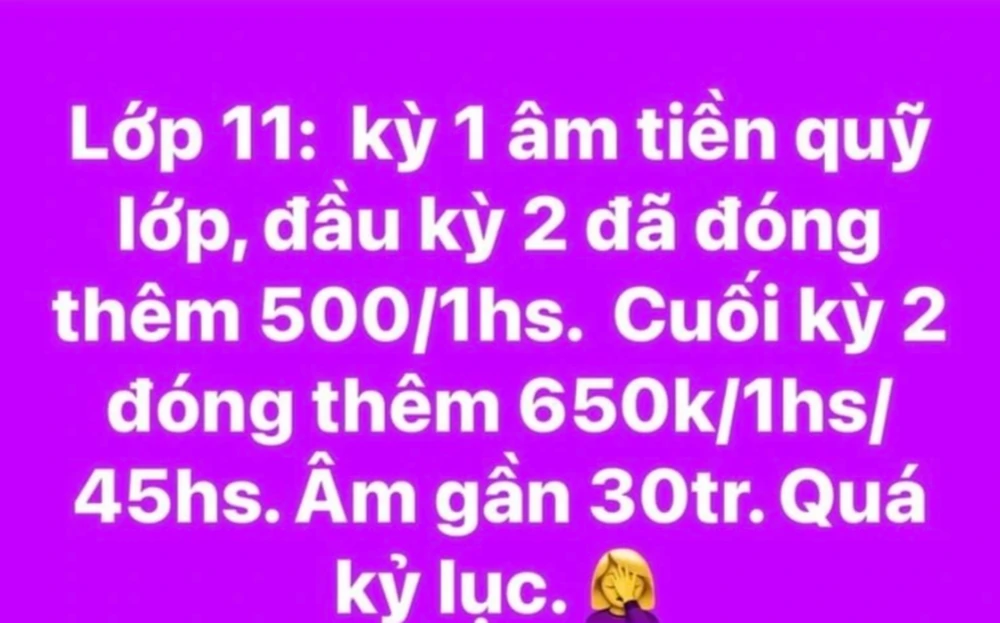 Một phụ huynh lớp 11D6 đăng tải sự bức xúc lên mạng xã hội. Ảnh chụp màn hình