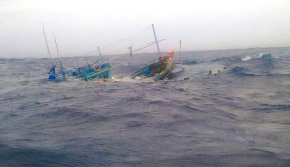 Tàu đánh cá và tàu thu mua hải sản bị chìm trên biển, 3 ngư dân mất tích