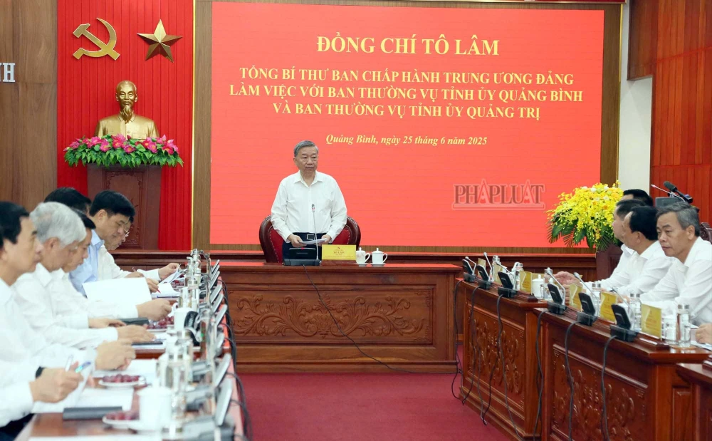 Tổng Bí thư Tô Lâm làm việc Ban Thường vụ tỉnh Quảng Bình và Quảng Trị