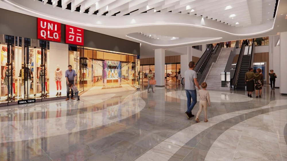 Phối cảnh dự kiến trung tâm thương mại 3 tầng tại khối đế của Viva Plaza mang đến nhiều tiện nghi cho cư dân.