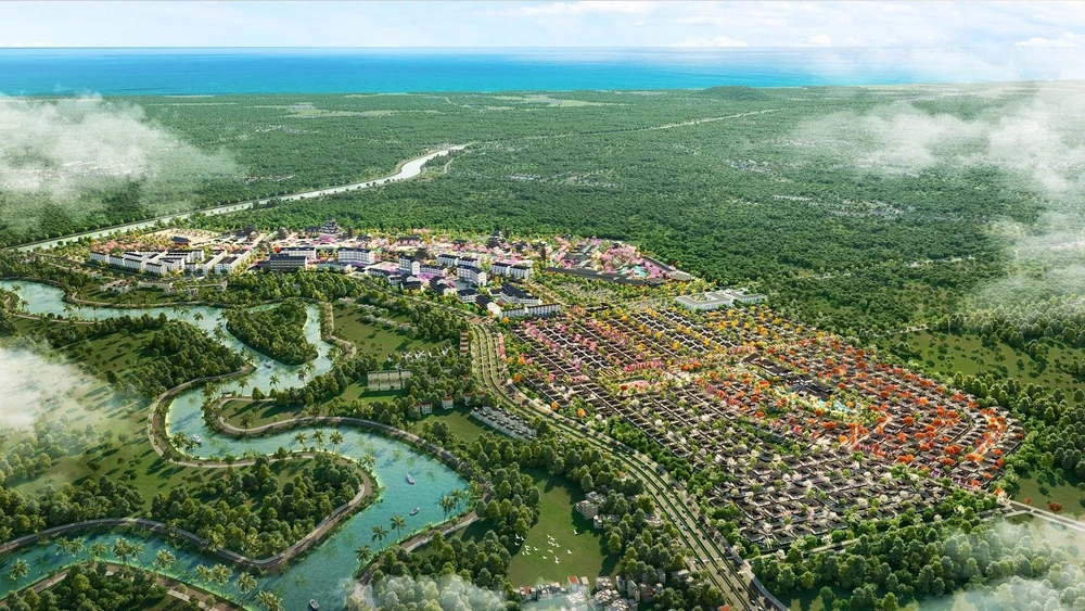 Sun Beauty Onsen nằm tại vị trí đắc địa để kiến tạo quần thể nghỉ dưỡng đẳng cấp. Ảnh phối cảnh minh họa