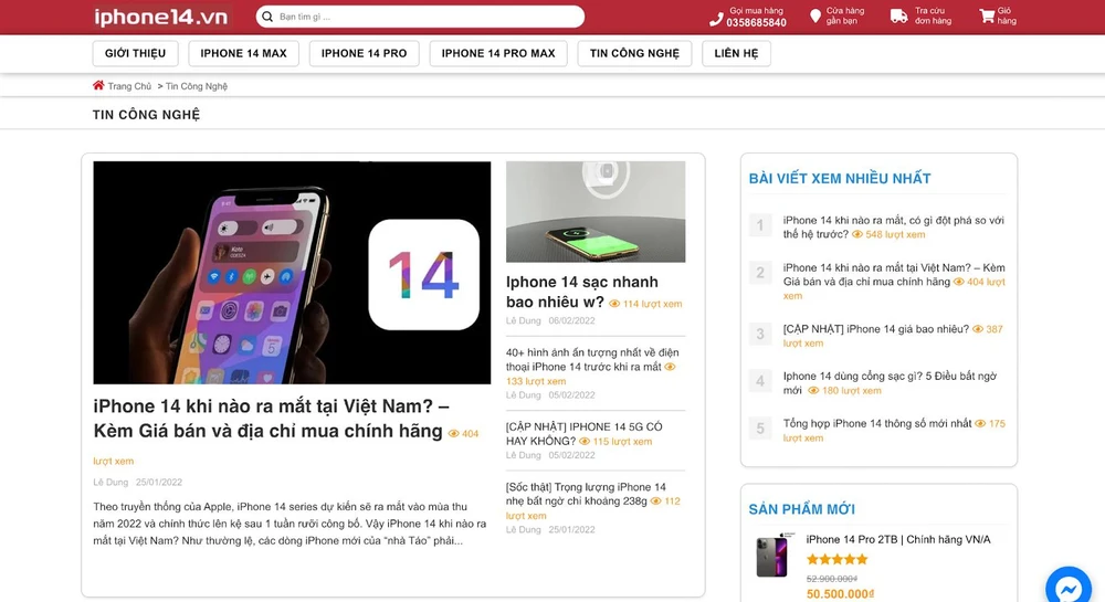 Bạn đọc thỏa sức tìm kiếm thông tin về iPhone 14 trên website iPhone14.vn