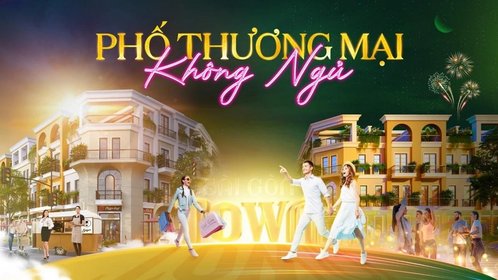 Dự án Sài Gòn Town – Phố thương mại không ngủ đầu tiên và sầm uất tại Tân Trụ, Long An. Ảnh minh hoạ: Ảnh 3D của dự án Sài Gòn Town