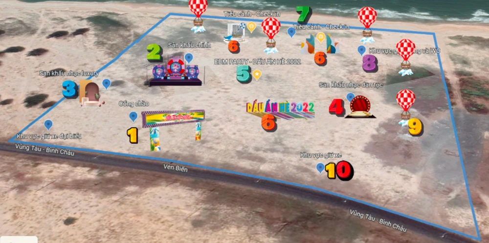 Sự kiện được thiết kế ở khu đất trống ven biển với những hoạt động sôi nổi