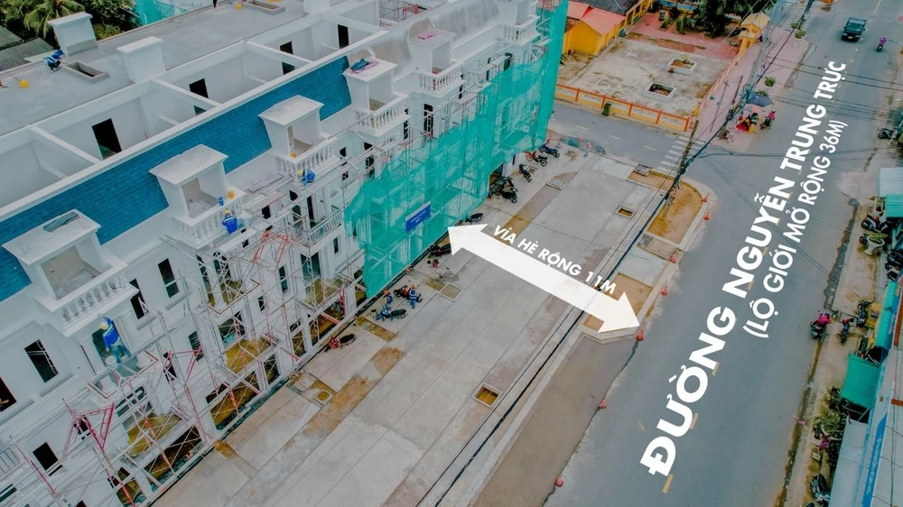 Vỉa hè của dự án rộng 11 m sẽ mang lại cơ hội kinh doanh lớn cho khách hàng. Ảnh Thắng Lợi Land