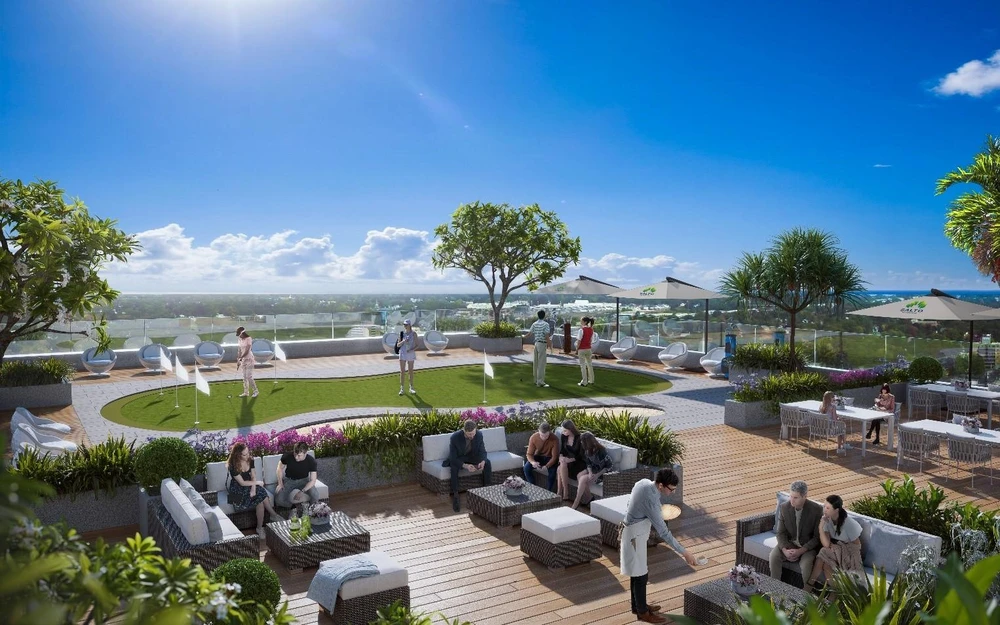 Khu golfzone trên tầng 8 của Salto Residence là nơi giao lưu, kết nối cộng đồng tinh hoa
