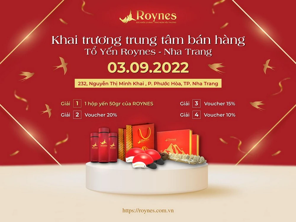 Tổ Yến Hoàng Gia - Sức khỏe là vàng, trao ngàn yêu thương, tưng bừng khai trương ngày 3-9.