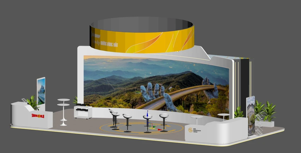 Phối cảnh hiện đại tại gian hàng của Sun Group