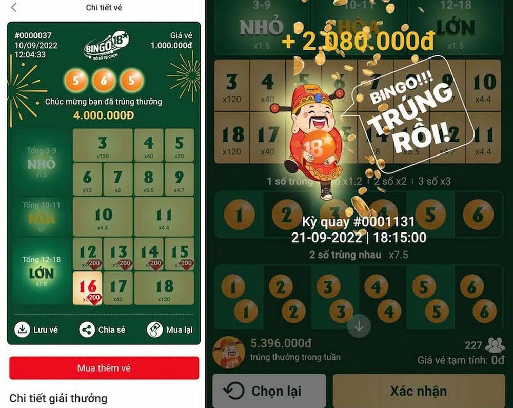 Ảnh chụp màn hình trúng thưởng Bingo18 được chia sẻ nhiều trên mạng xã hội. Ảnh chụp màn hình trúng thưởng Bingo18 được chia sẻ nhiều trên mạng xã hội.