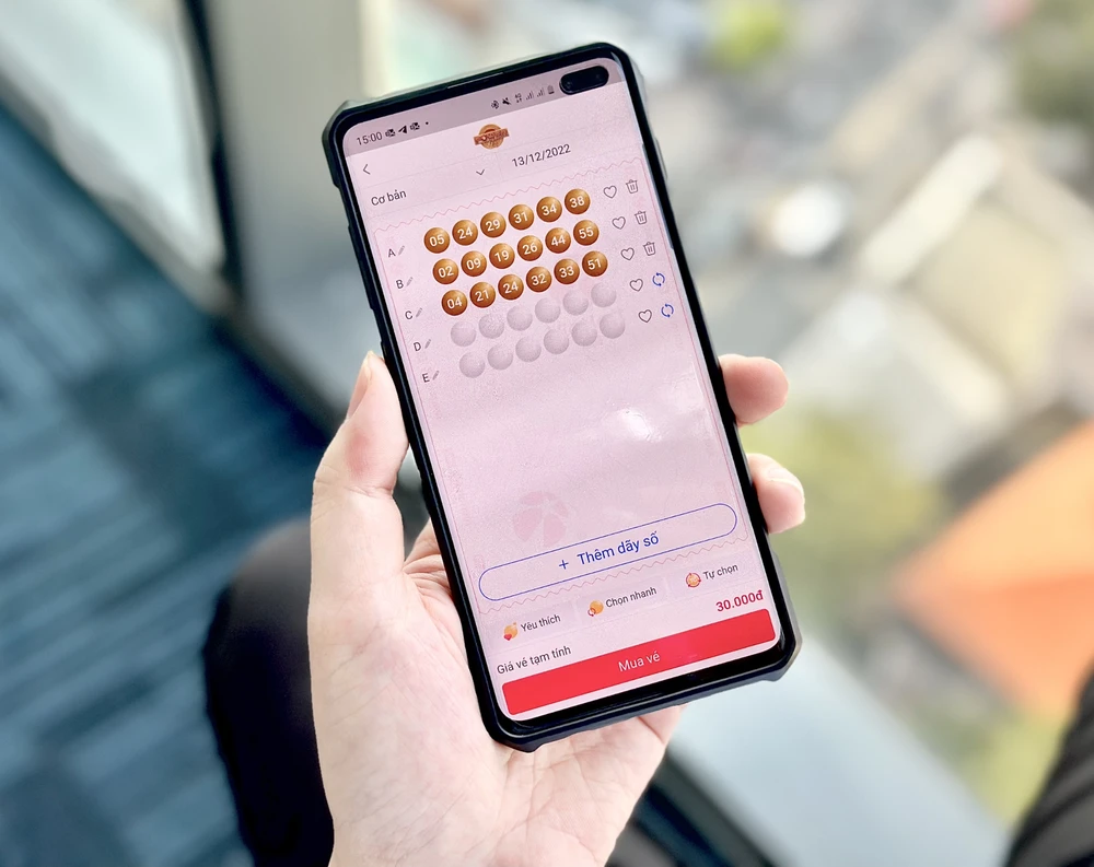 Thao tác chọn số trên Vietlott SMS.