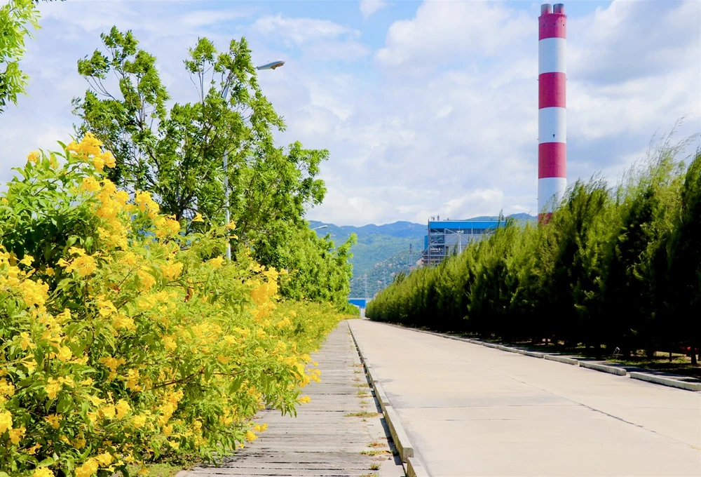 Môi trường xung quanh kho than được phủ xanh như một công viên giữa nhà máy