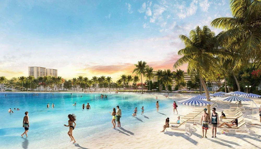 Minh họa không gian bãi tắm công cộng ở khu A.