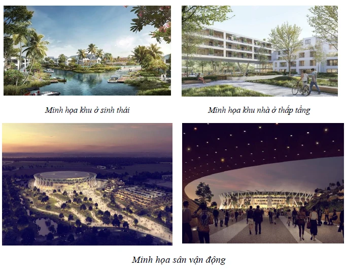 Hình minh họa sân vận động và công trình khu B.