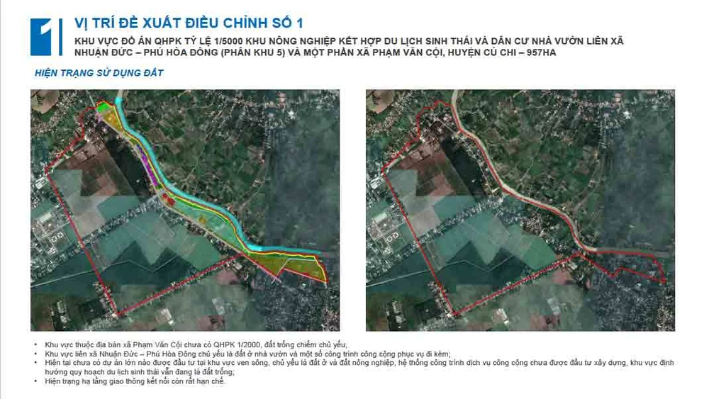 Vị trí thứ nhất diện tích 957 ha ở huyện Củ Chi.