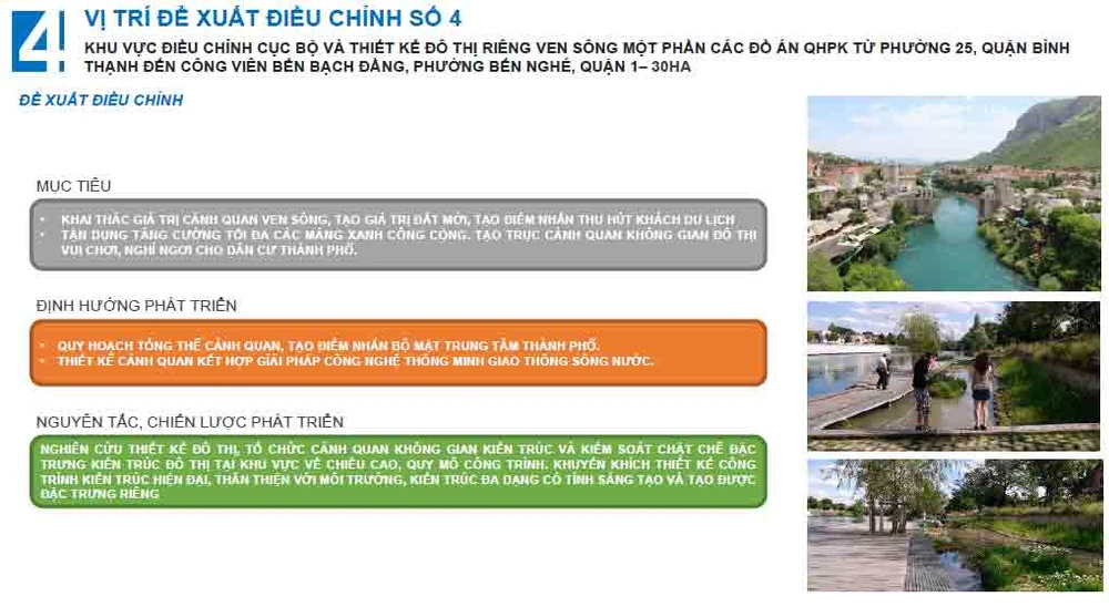 Theo Sở QH-KT, đây là khu vực ven sông quan trọng trung tâm TP nên việc thay đổi chức năng sử dụng đất là rất khó khăn.