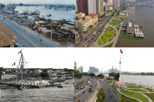 Công viên bến Bạch Đằng và cột cờ Thủ Ngữ trong ảnh xưa và nay được Sở QH-KT TP.HCM chia sẻ.