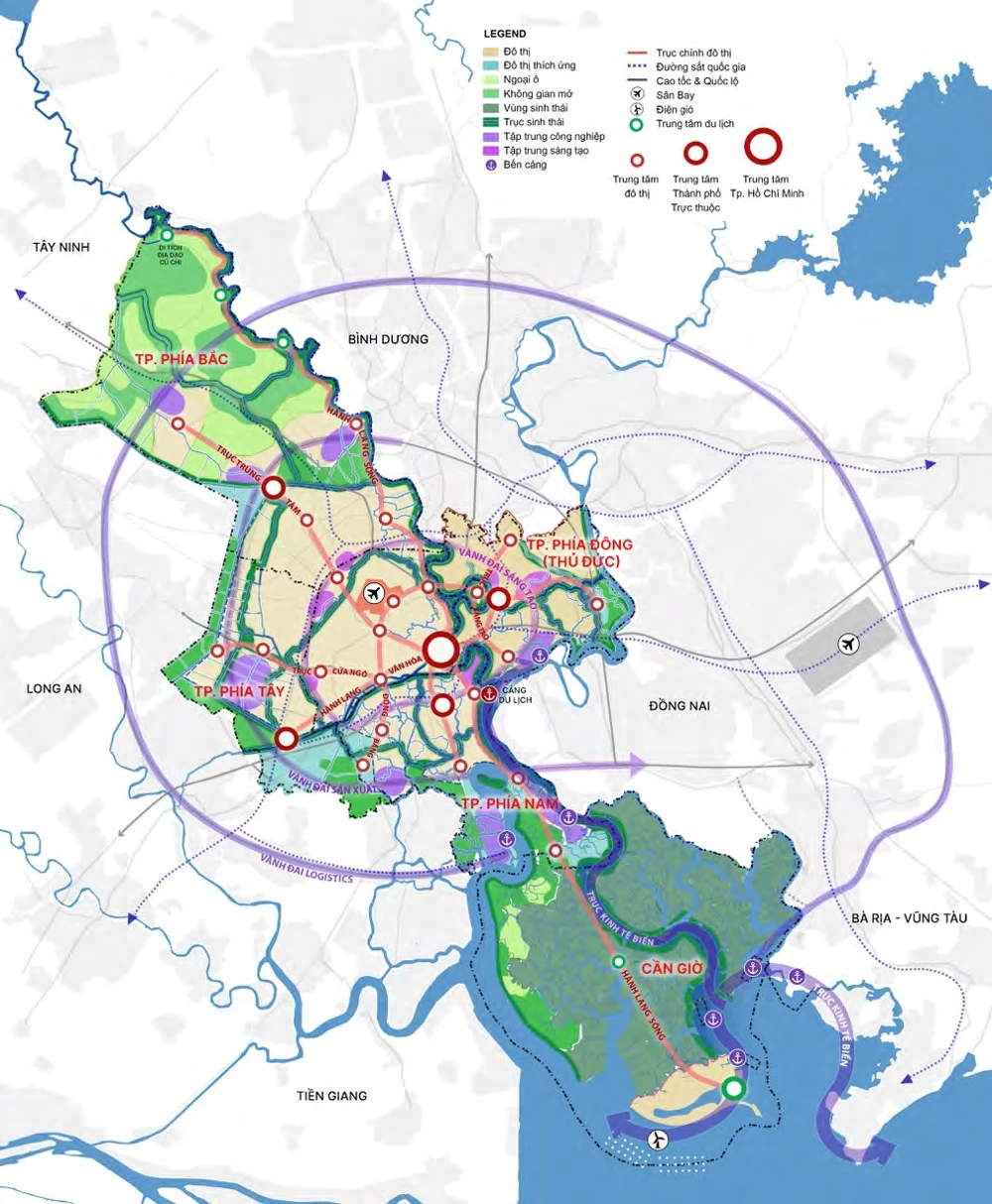 Hình hài 3 TP Tây, Nam, Bắc thuộc TP.HCM trong tương lai
