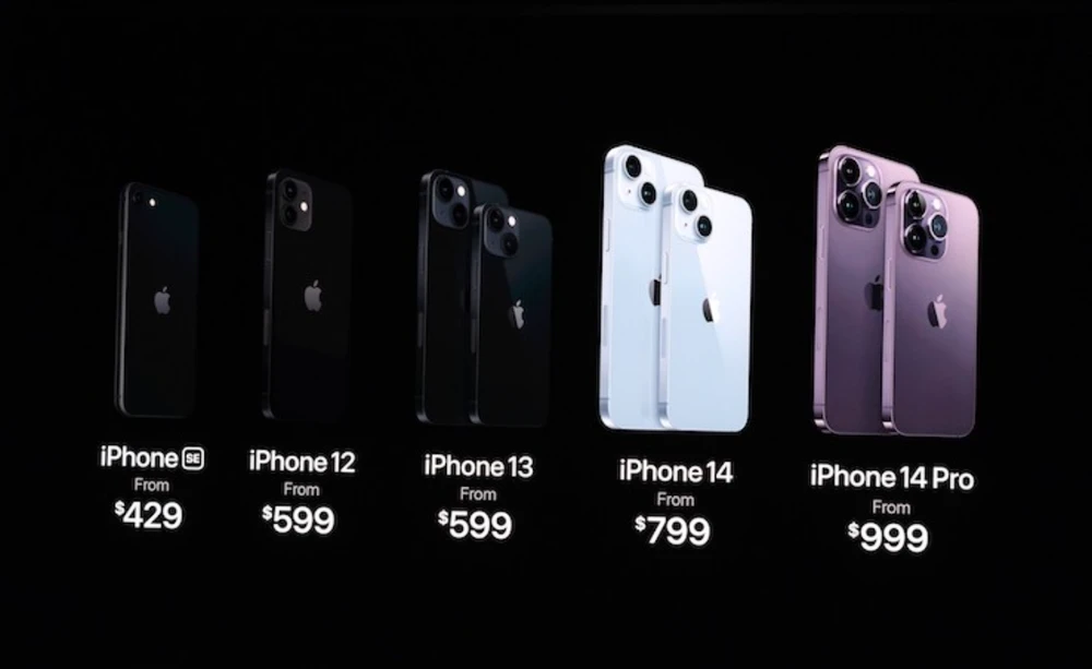 Cùng với việc ra mắt iPhone 14 series, các dòng iPhone SE, iPhone 12 và iPhone 13 đã có giá mới tốt hơn. Cụ thể, Phone 13 và 13 mini với giá khởi điểm 599 USD, iPhone 12 có giá 599 USD và iPhone SE 2022 với giá 429 USD. Ảnh chụp màn hình.