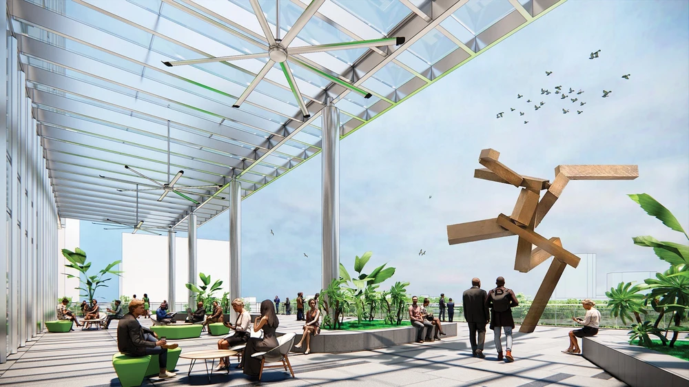 Đơn vị thiết kế cho biết các vật liệu xây dựng của dự án thể hiện cách tiếp cận minh bạch và hướng tới tương lai của ngoại giao Mỹ. Đơn vị thiết kế cho biết các vật liệu xây dựng của dự án thể hiện cách tiếp cận minh bạch và hướng tới tương lai của ngoại giao Mỹ.