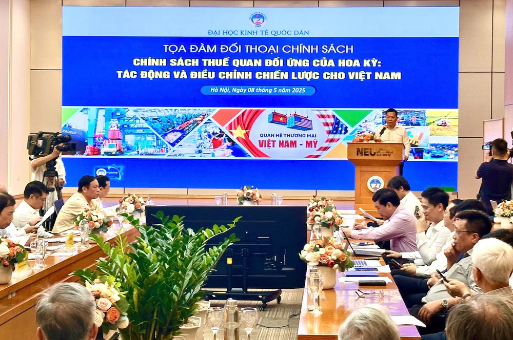 Toàn cảnh tọa đàm “Chính sách thuế đối ứng của Mỹ: Tác động và điều chỉnh chiến lược cho Việt Nam”. Ảnh: MINH TRÚC