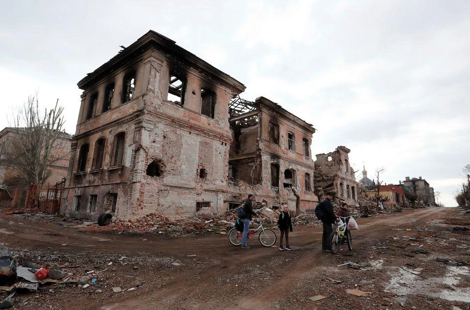 Một toà nhà bị phá huỷ ở TP Mariupol, Ukraine được chụp hôm 22-4. Ảnh: REUTERS Một toà nhà bị phá huỷ ở TP Mariupol, Ukraine được chụp hôm 22-4. Ảnh: REUTERS