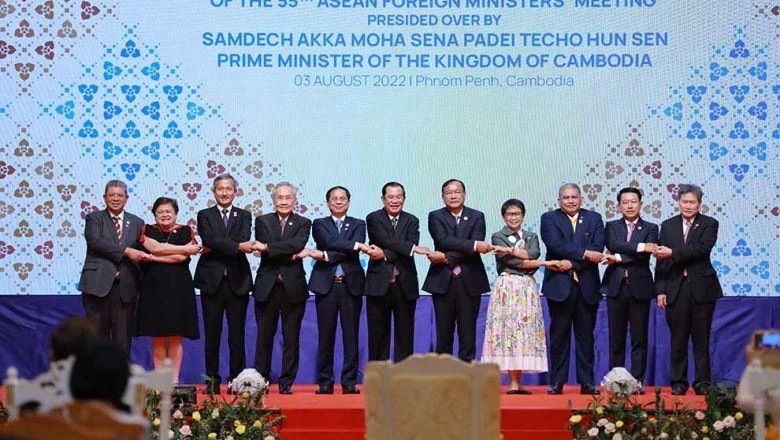 Lễ khai mạc Hội nghị Bộ trưởng Ngoại giao ASEAN lần thứ 55 tại Phnom Penh, Campuchia ngày 3-8. Ảnh: HONG MENEA
