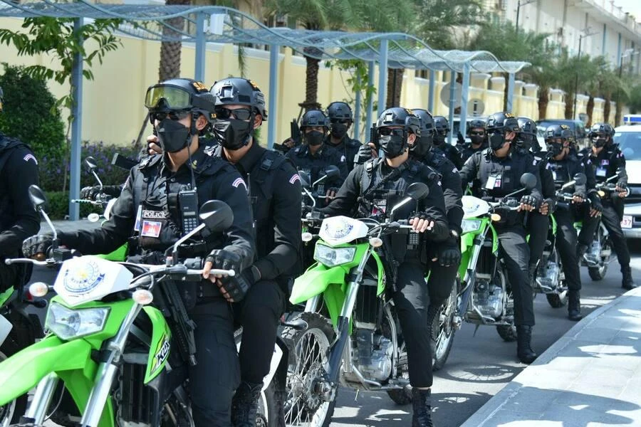 Lực lượng cảnh sát tham gia bảo vệ hội nghị cấp cao. Ảnh: KHMER TIMES