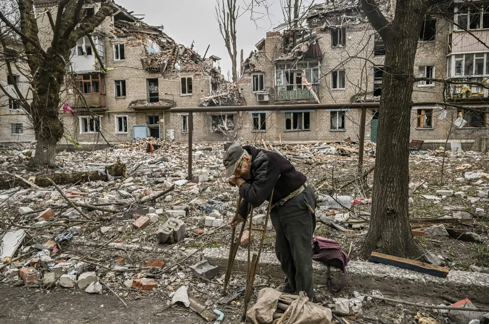 Quang cảnh ở TP Avdiivka tỉnh Donetsk vào tháng 3. Ảnh: AFP