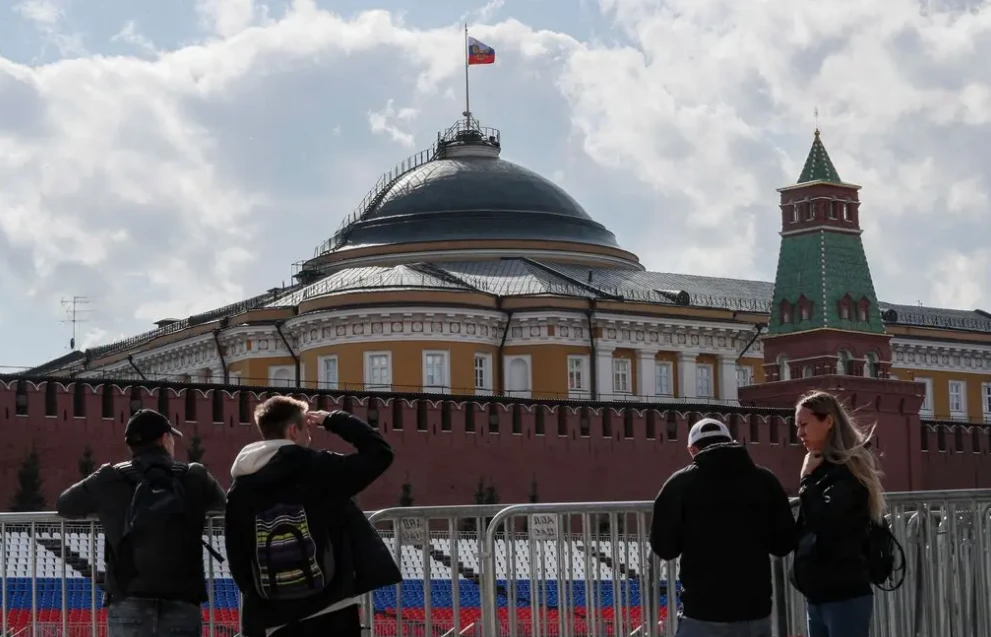 Điện Thượng viện vào tháng 5 sau vụ UAV tấn công vào khu vực này. Ảnh: Yuri Kochetkov/EPA,