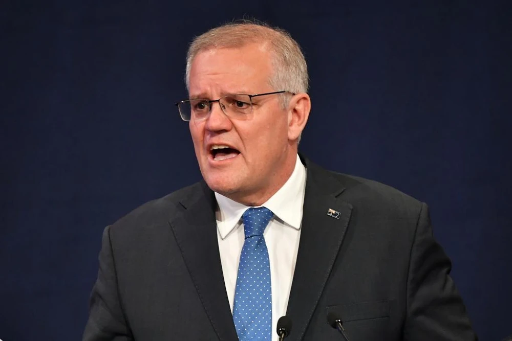 Thủ tướng Úc Scott Morrison thừa nhận thất bại trong cuộc bầu cử 2022 khi phát biểu tại TP Sydney (Úc) hôm 21-5. Ảnh: AFP