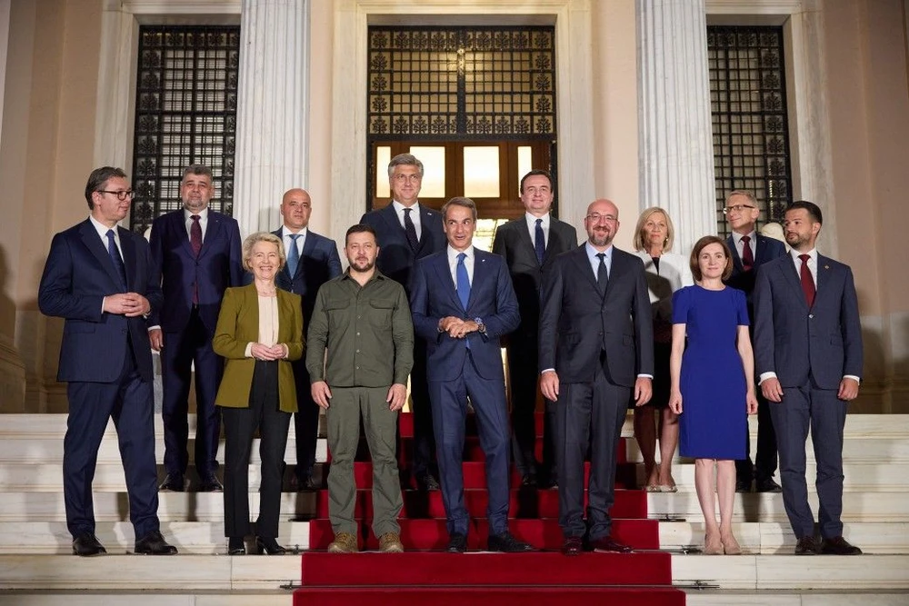 Các lãnh đạo châu Âu tham dự Hội nghị thượng đỉnh Ukraine-Balkan tại Hy Lạp vào ngày 21-8. Ảnh: VĂN PHÒNG TỔNG THỐNG UKRAINE